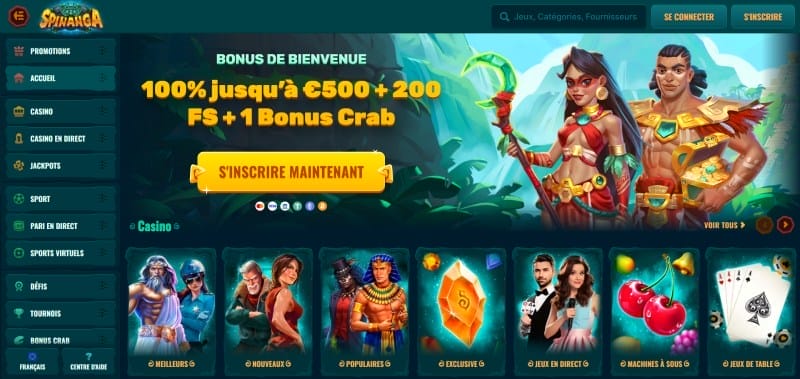 Page d'accueil du casino Spinanga