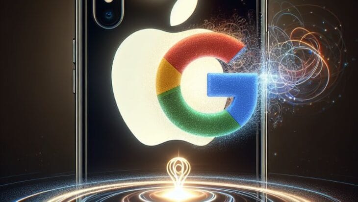 Apple Explores Partnership with Google's Gemini for iPhone's Next AI Leap, Concept art for illustrative purpose, tags: avec de google pour - Monok