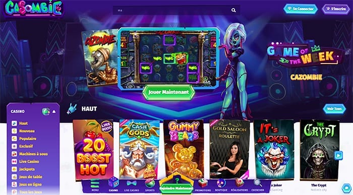 Sélection de jeux de casino Casombie