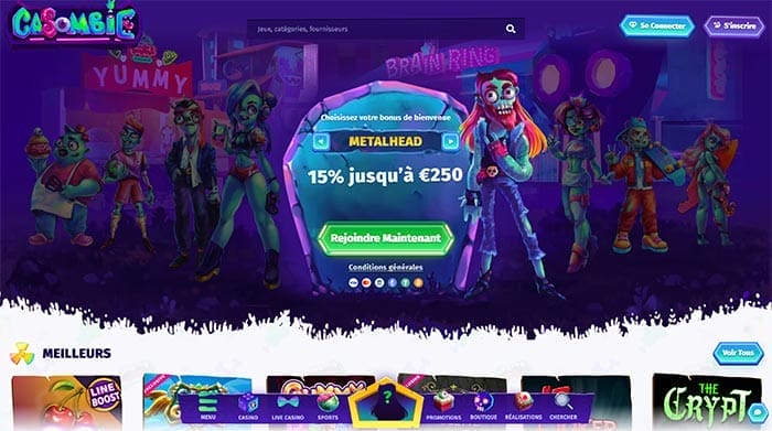 Page d'accueil de Casombie Casino