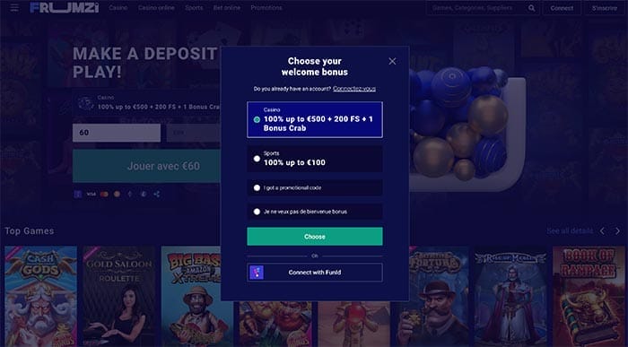 Frumzi Casino Créer un compte